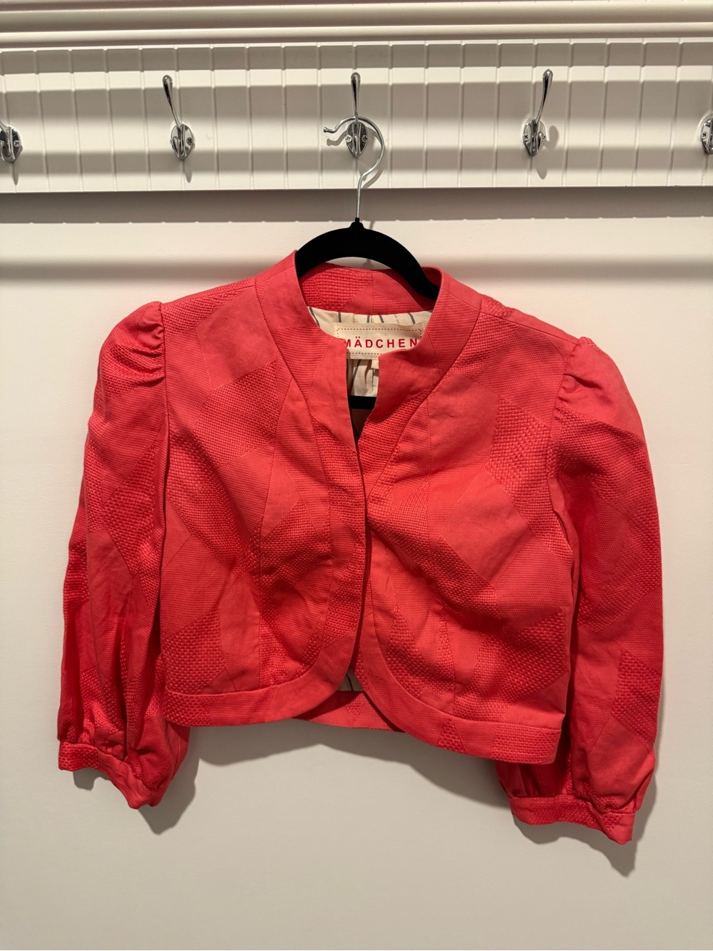 Anthropologie Coral Cropped Bolero Jacket